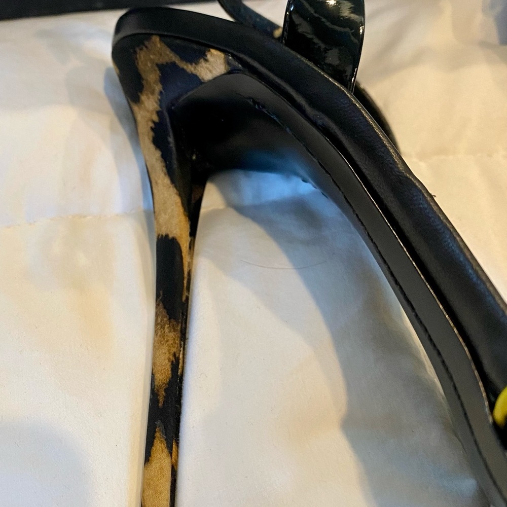 Polka Dot Giuseppe Zanotti Peep Toe Slingback Heels with Leopard Print, Size 40 - Picture 3 of 10